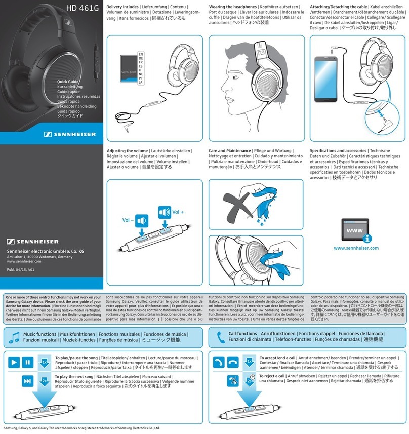 Sennheiser HD 461G quick start guide