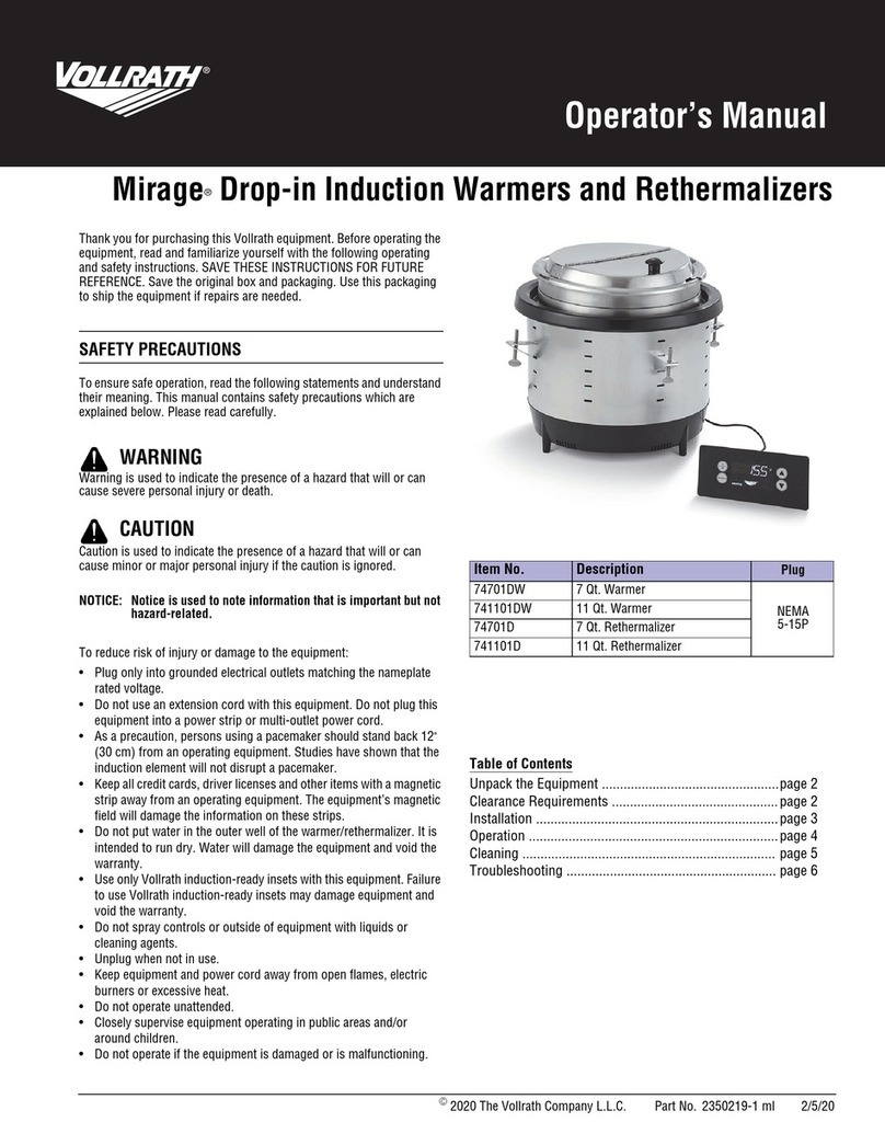 Vollrath Mirage 74701DW User manual