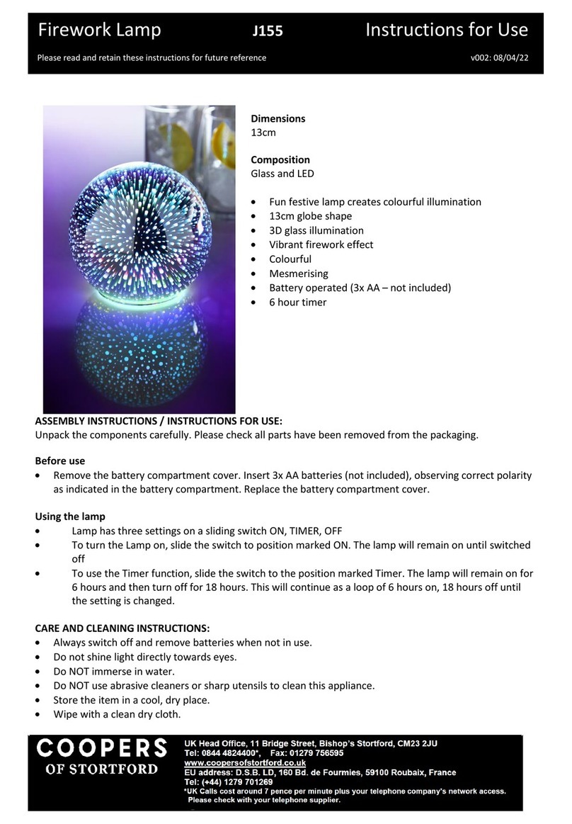 Coopers of Stortford Firework Lamp Instructions for use Coopers of Stortford Firework Lamp Instructions for use