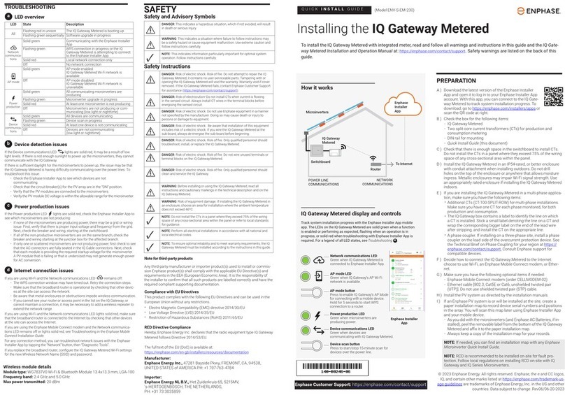 enphase ENV-S-EM-230 Quick install guide
