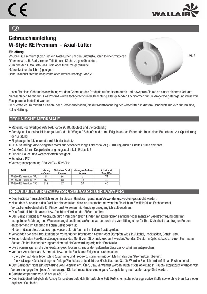 Wallair W-Style RE Premium 100 installation manual