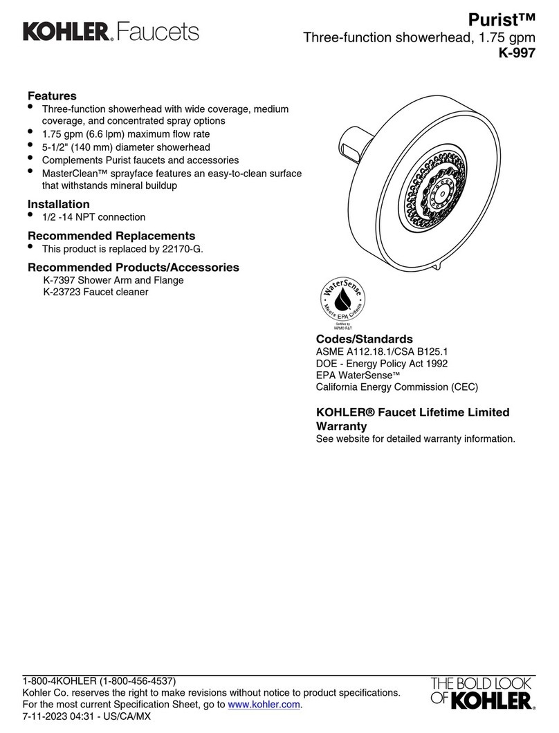 Kohler K-997 User manual Kohler K-997 User manual