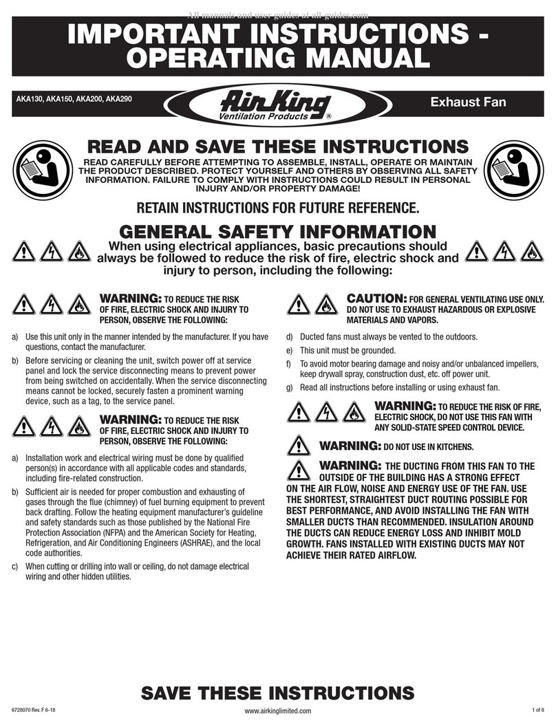 Air King AKA130 operating manual
