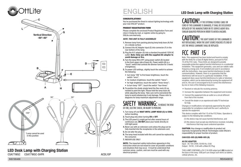 OttLite CSA77WGC quick start guide