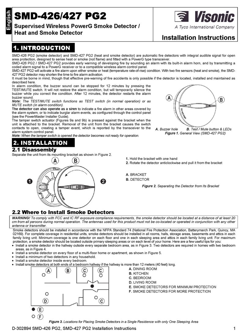 Tyco Visonic SMD-426 PG2 installation instructions