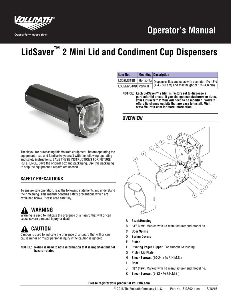 Vollrath LidSaver LS02MS18B User manual