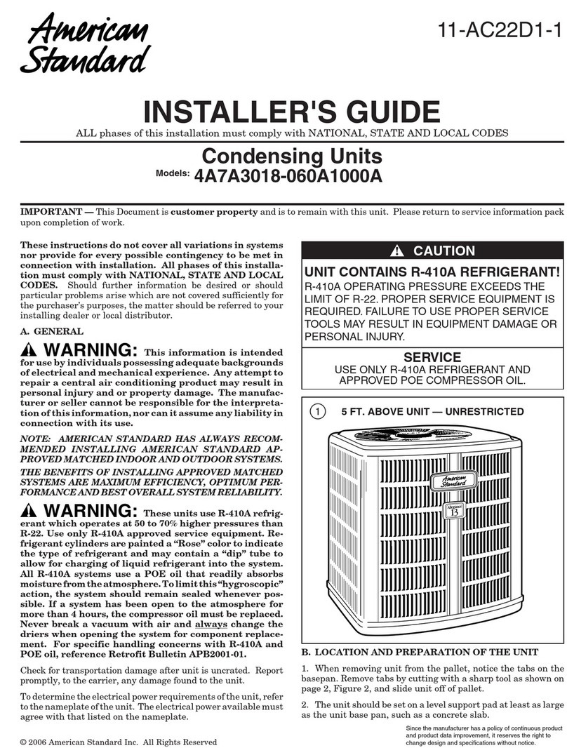 American Standard 4A7A3018-060A1000A Installer's guide