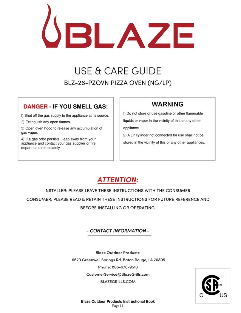 Blaze BLZ-26-PZOVN Use & care guide Blaze BLZ-26-PZOVN Use & care guide