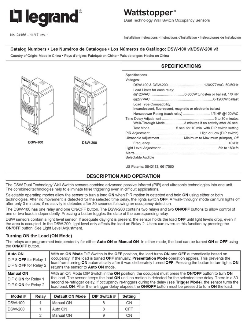 LEGRAND Wattstopper DSW-100 User manual