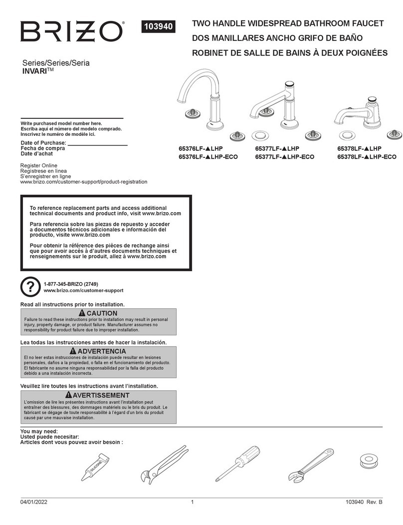 Brizo INVARI 65376LF LHP-ECO Series User manual