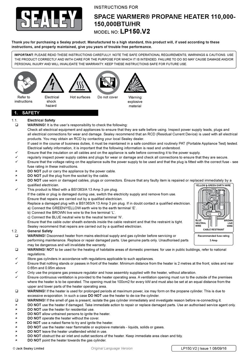 Sealey Space warmer LP150.V2 User manual