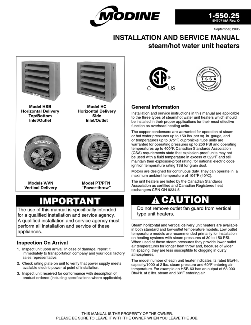 Modine Manufacturing HSB Series Installation and service manual