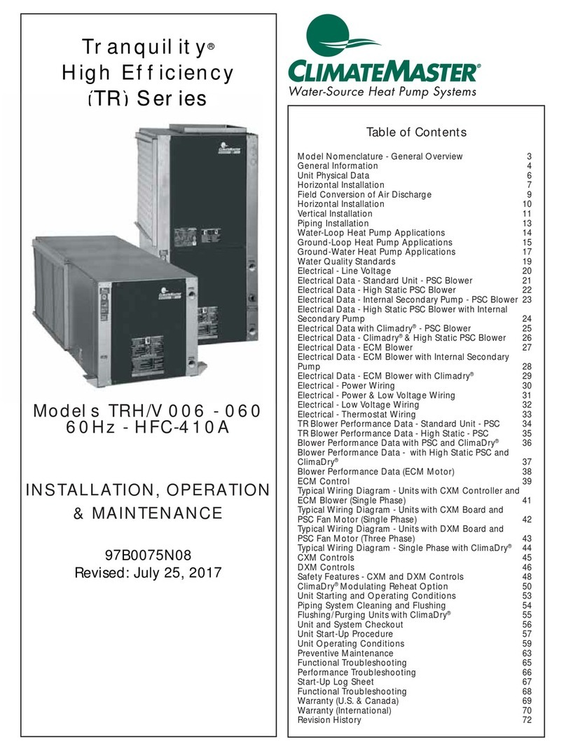 ClimateMaster Tranquility TRH 006 Owner's manual