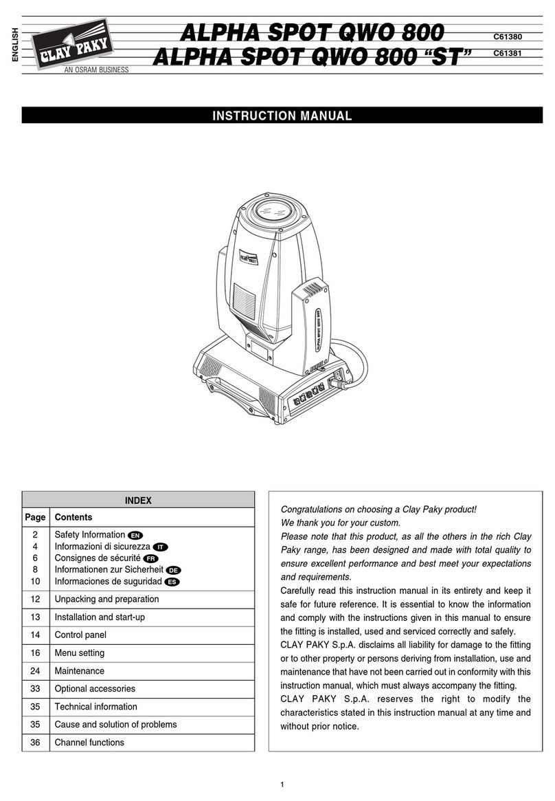 Claypaky ALPHA SPOT QWO 800 instruction manual