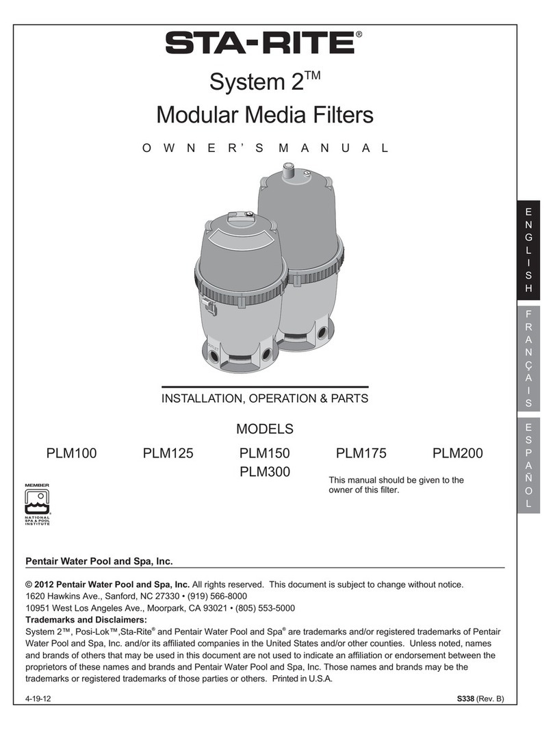 Pentair STA-RITE System 2 PLM100 owner's manual