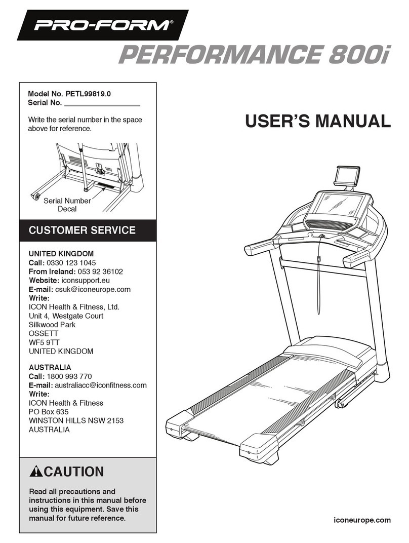 Pro-Form PERFORMANCE 800i User manual