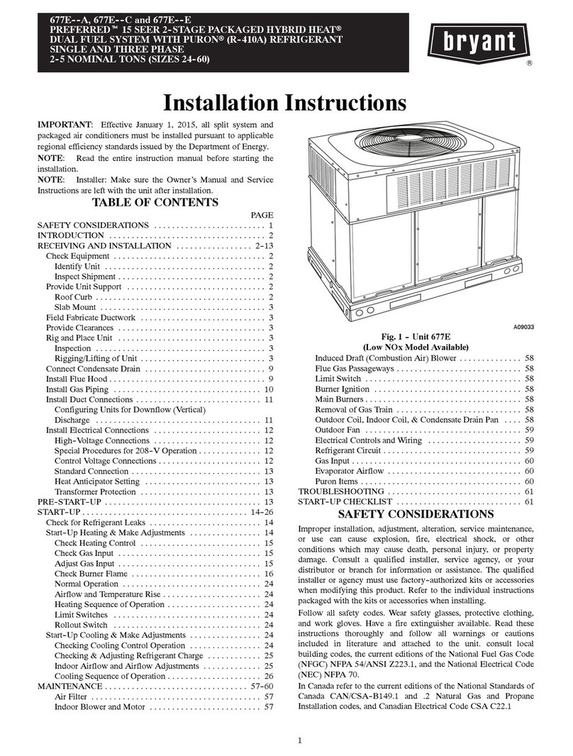 Bryant PREFERRED 677E C Series installation instructions Bryant PREFERRED 677E C Series installation instructions