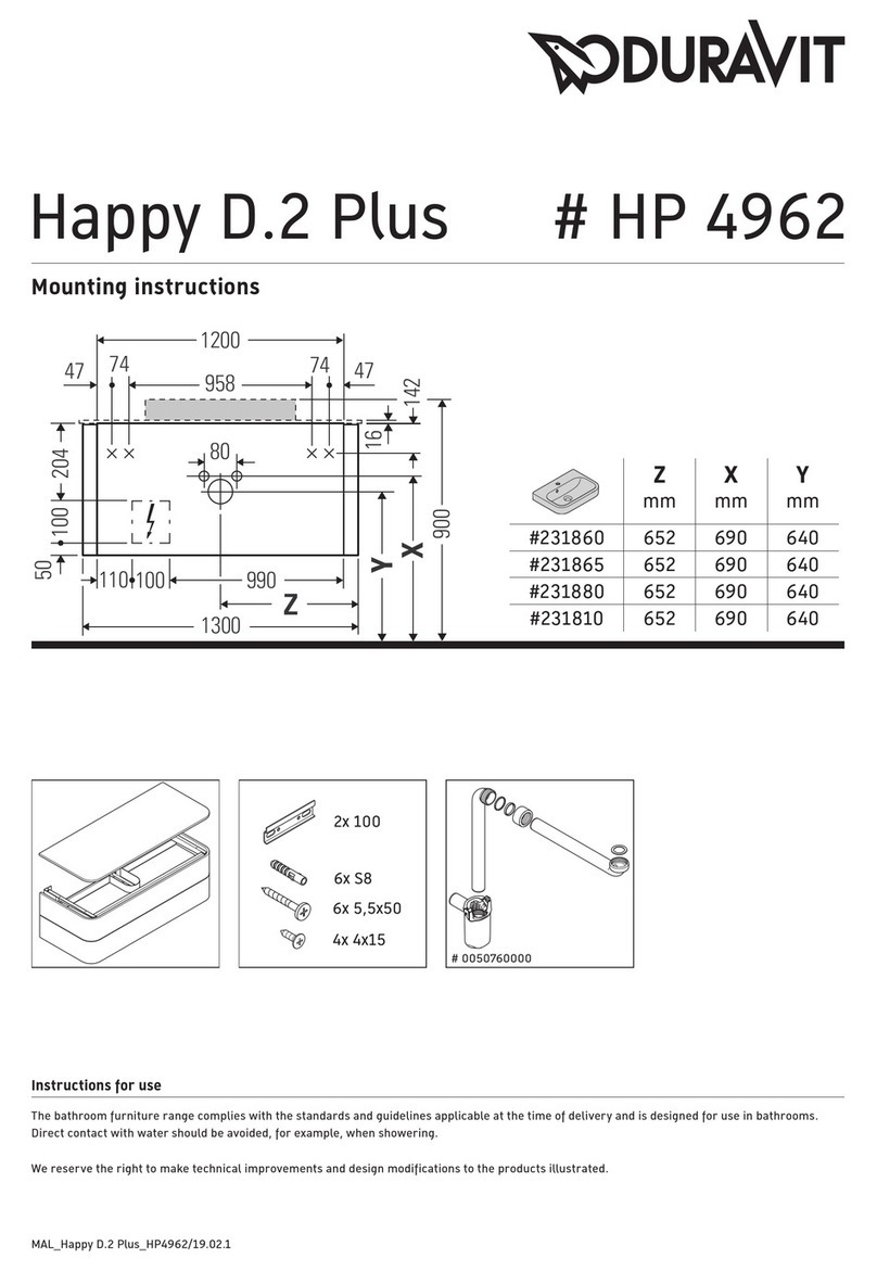 DURAVIT Happy D.2 Plus HP 4962 Mounting instructions DURAVIT Happy D.2 Plus HP 4962 Mounting instructions
