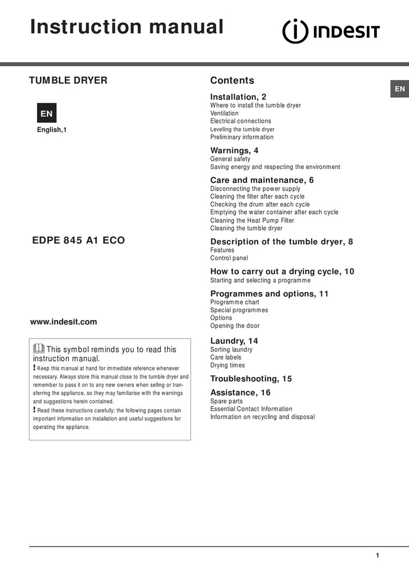Indesit EDPE 845 A1 ECO instruction manual