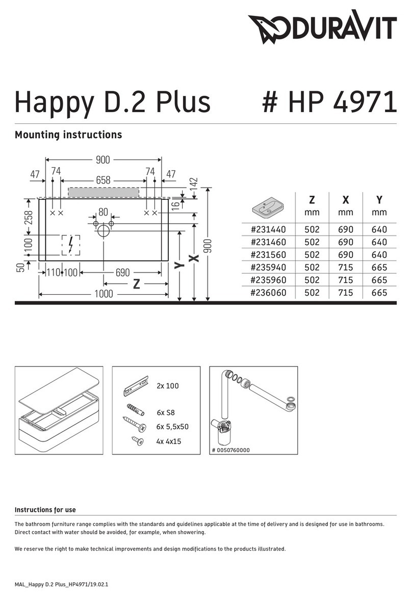 DURAVIT Happy D.2 Plus HP 4971 Mounting instructions
