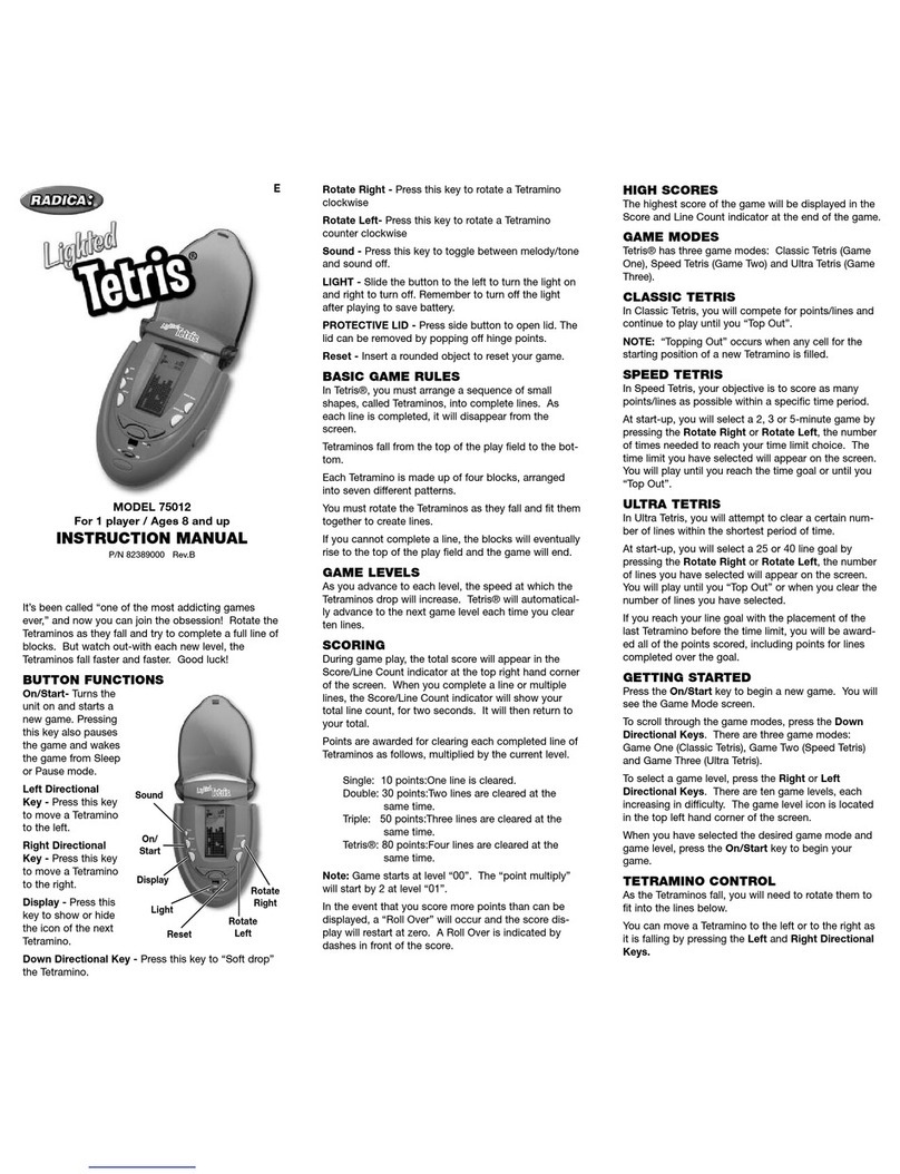 Radica Games Lighted Tetris User manual