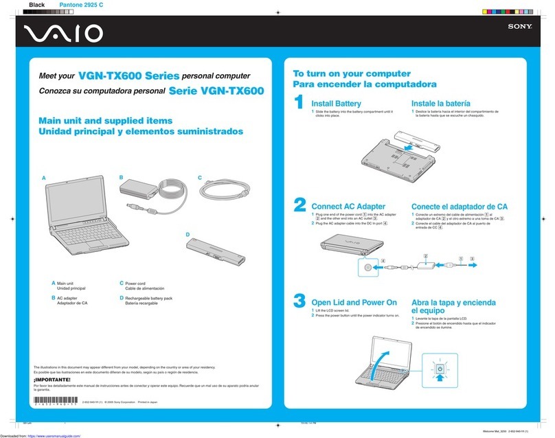 Sony VGN-TX630P/B User manual