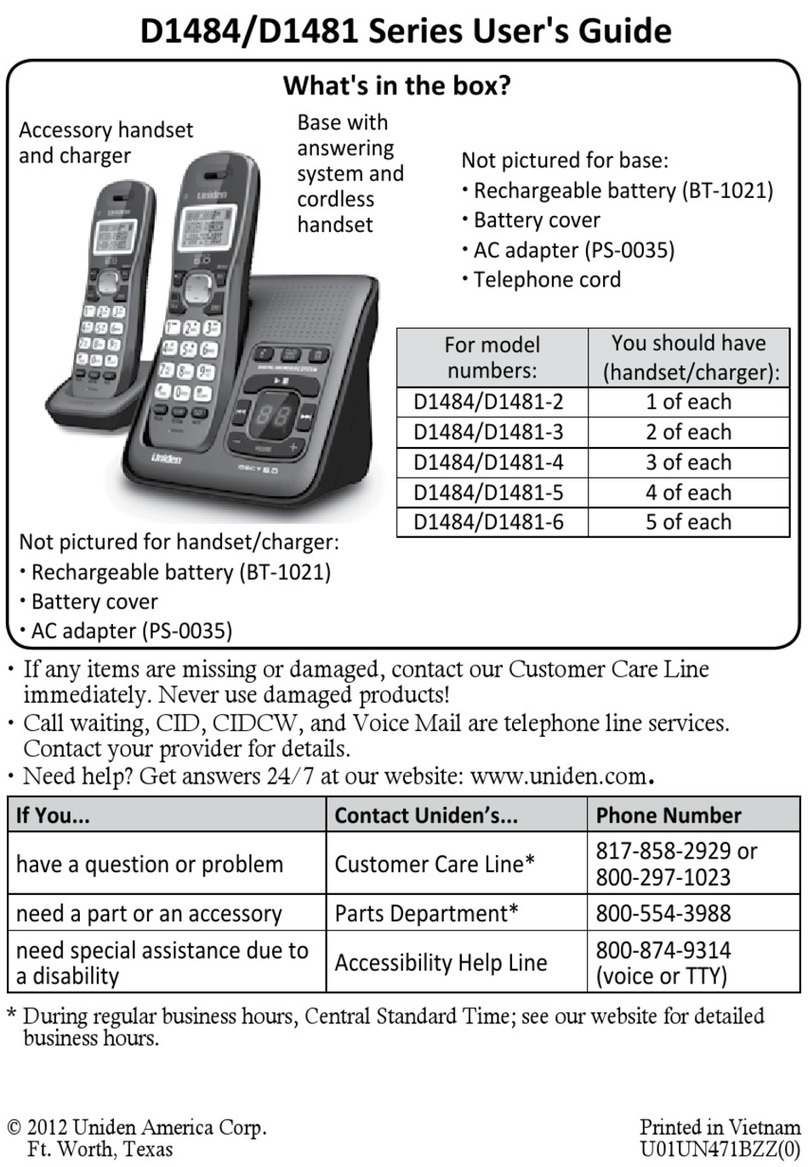 Uniden D1484/D1481 Series user guide
