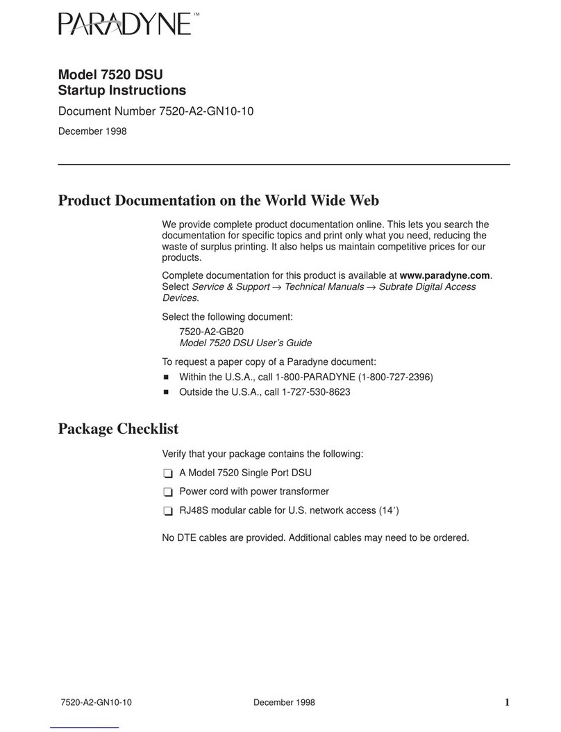 Paradyne 7520 DSU Installation manual