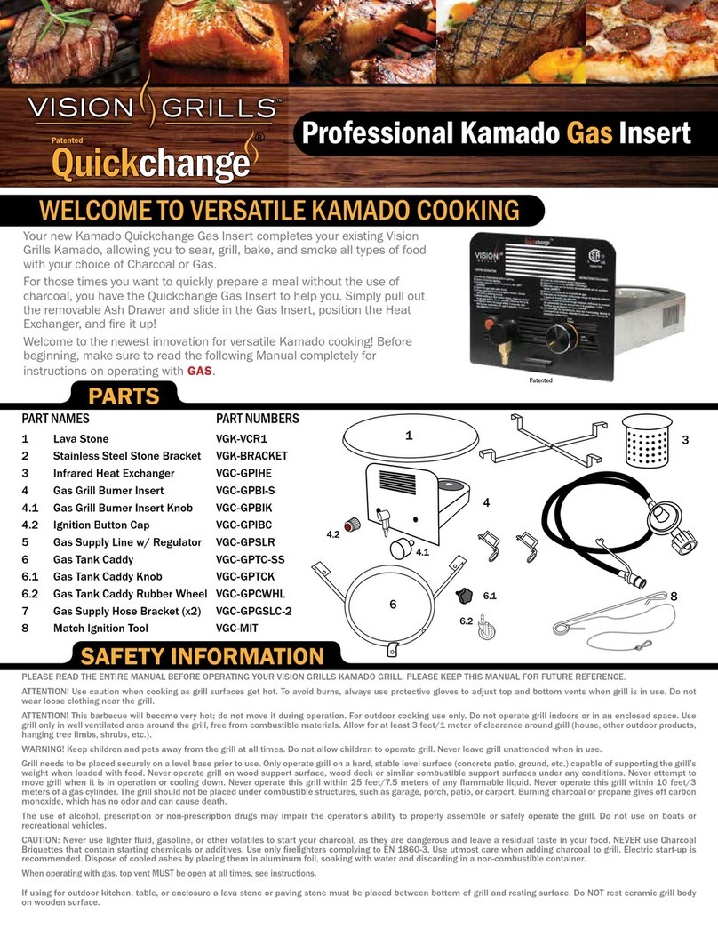 Vision grills Quickchange Professional Kamado Gas Insert manual Vision grills Quickchange Professional Kamado Gas Insert manual