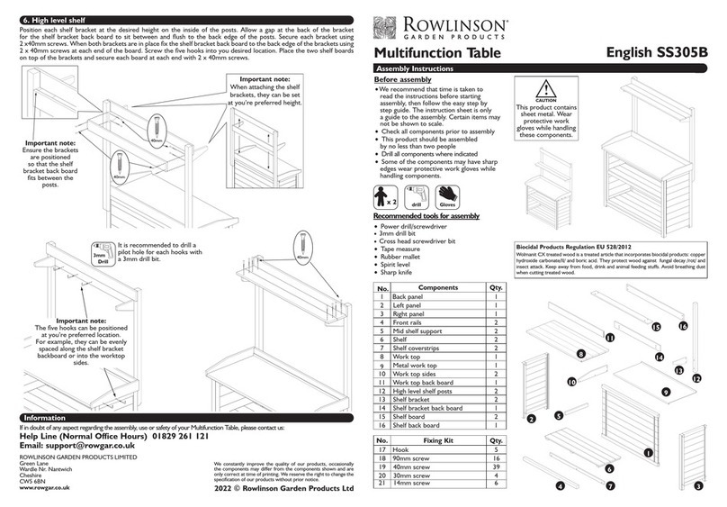 Rowlinson Garden Products SS305B Assembly instructions
