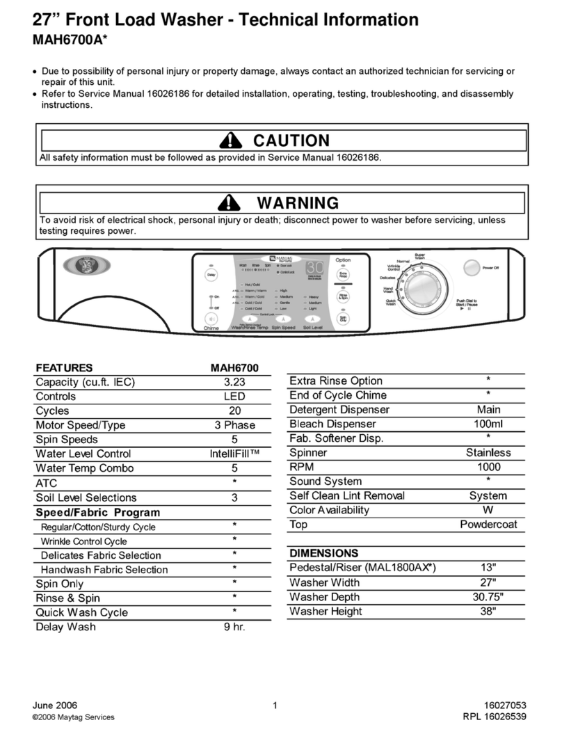 Maytag MAH6700A Series technical information