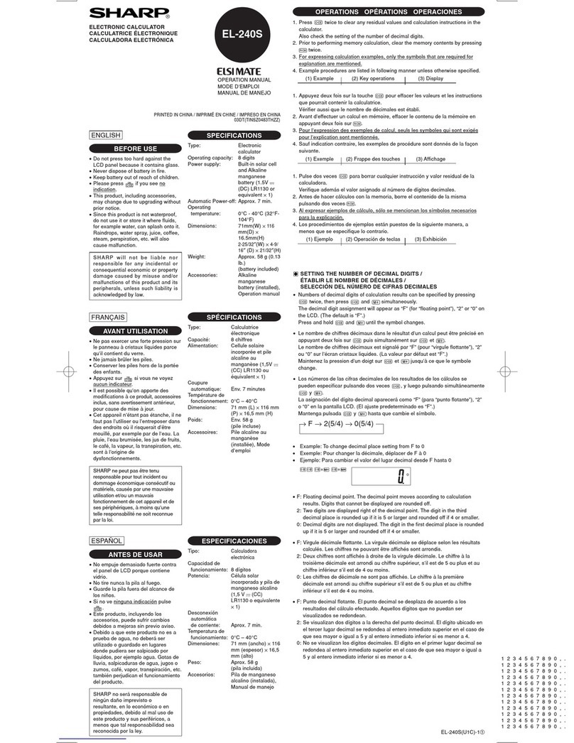 Sharp ESLIMATE EL-240S User manual
