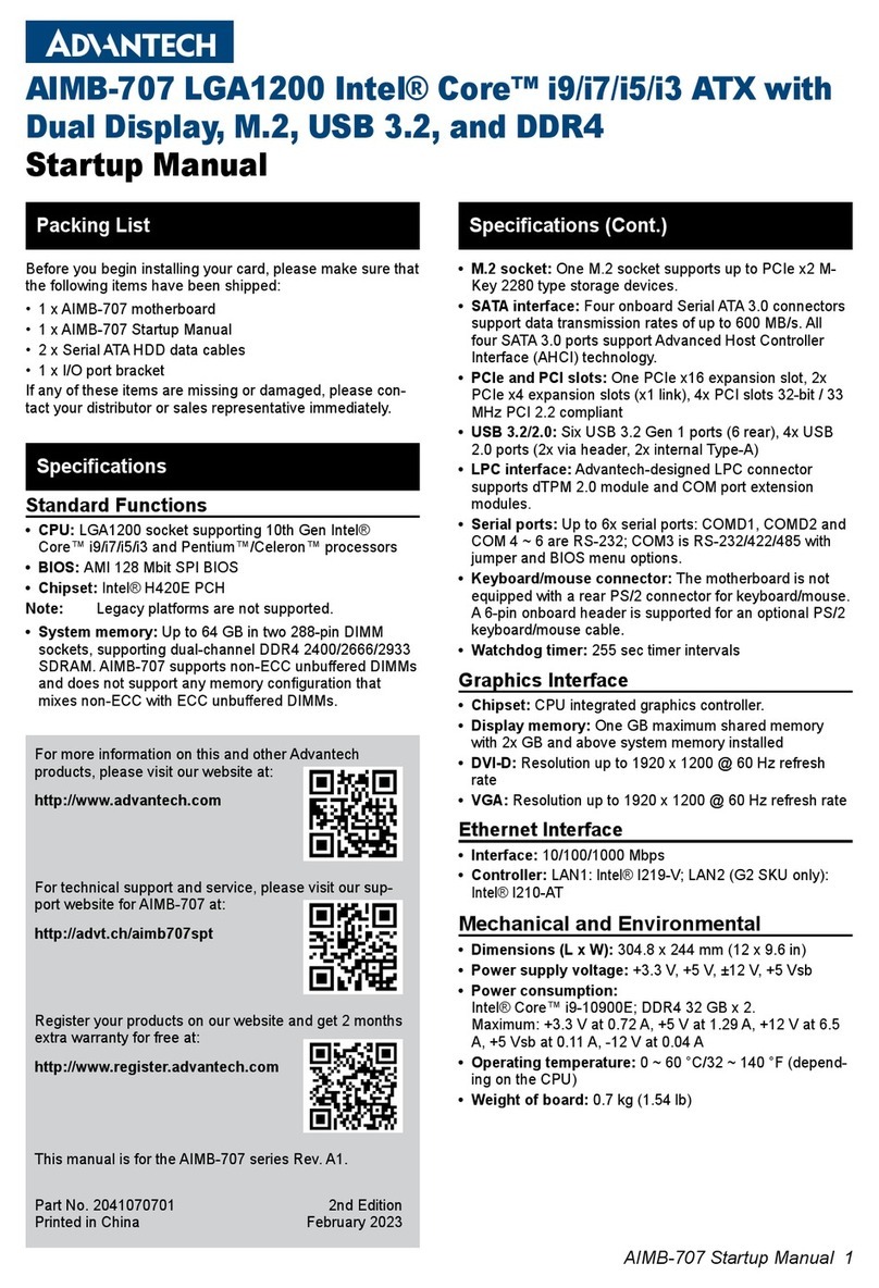 Advantech AIMB-707 Startup manual