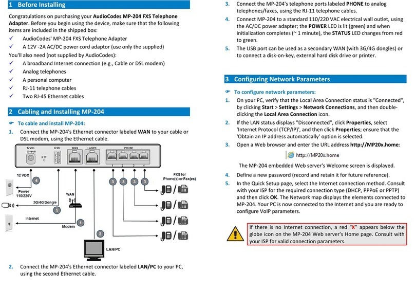 AudioCodes MP-204 User manual AudioCodes MP-204 User manual