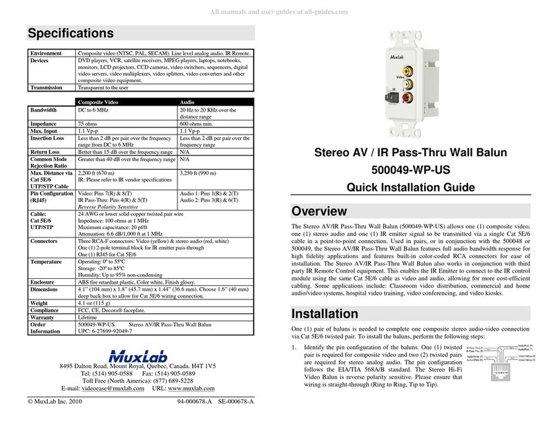MuxLab 500049-WP-US Quick installation guide