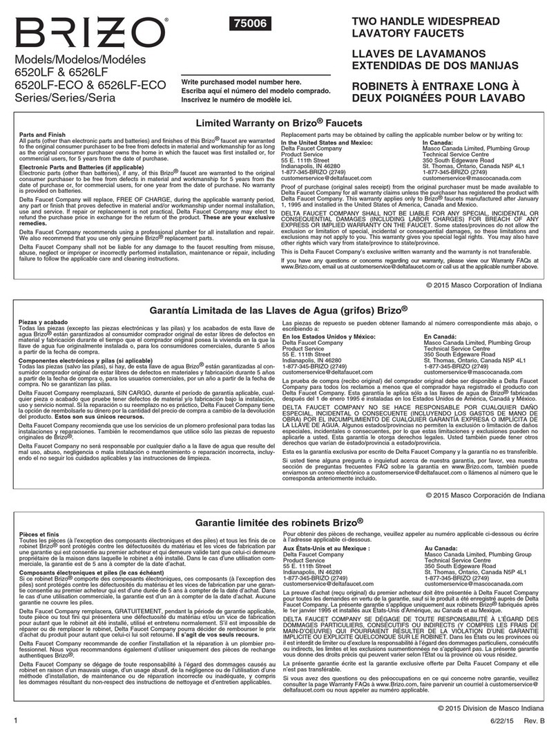 Brizo 6520LF Series User manual