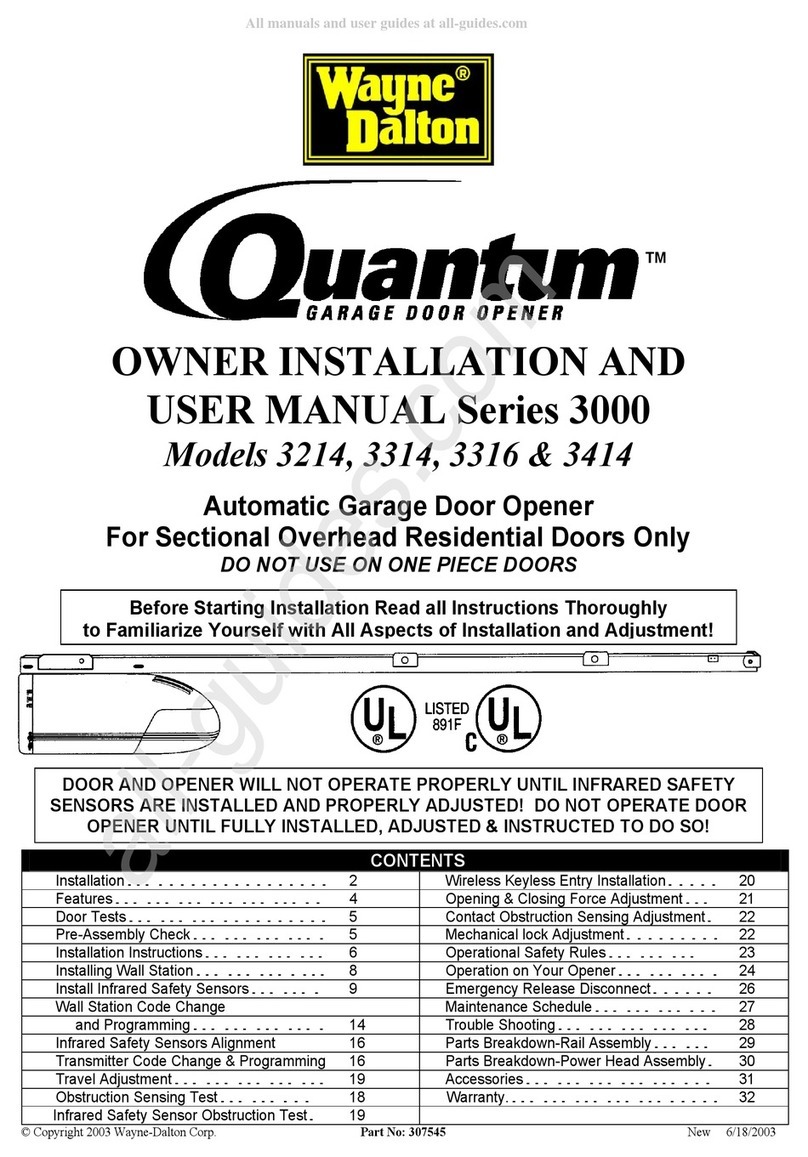 Wayne-Dalton Quantum 3000 Series Owner installation and user manual