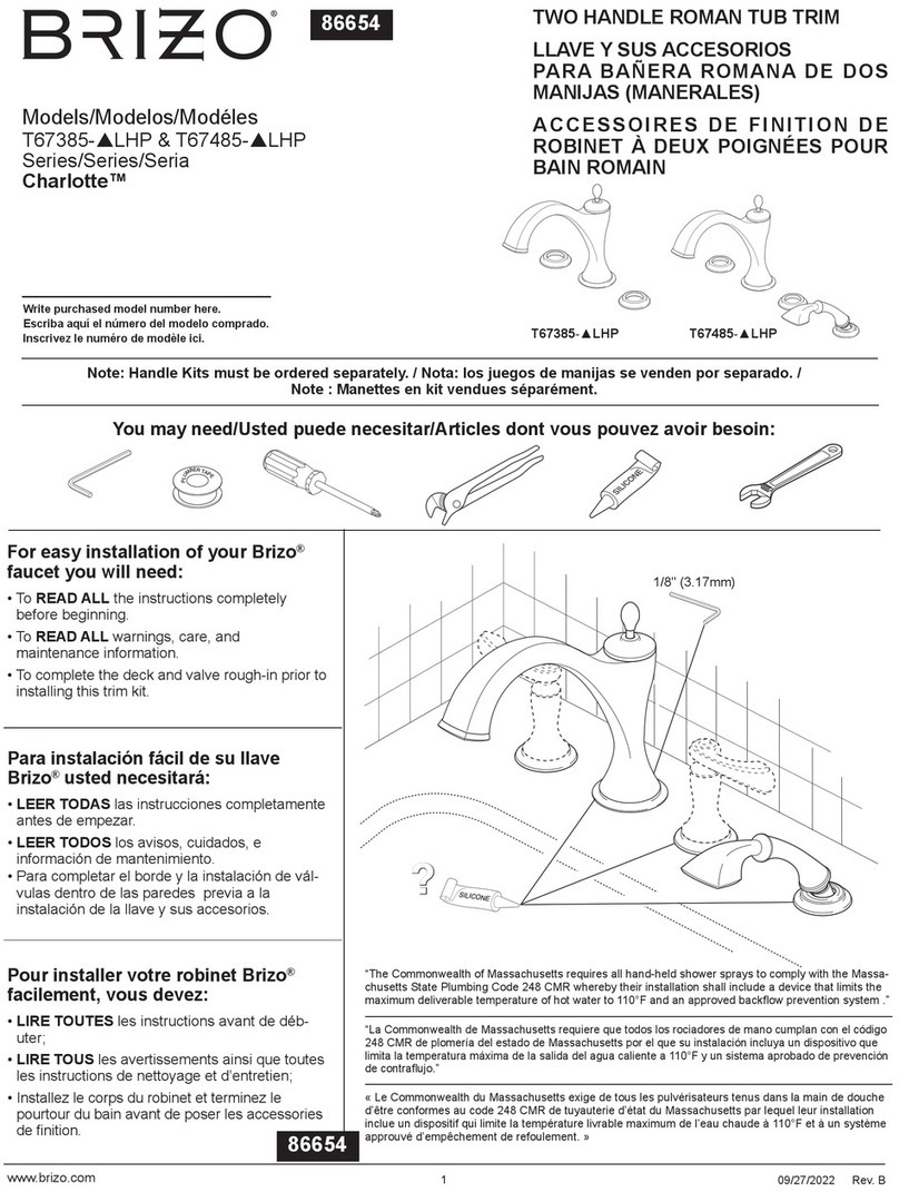 Brizo Charlotte T67485 LHP Series User manual