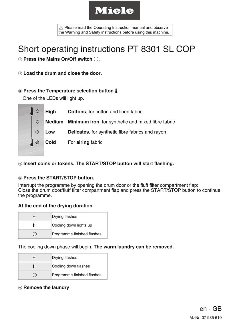 Miele PT 8301 SL Short operating instructions