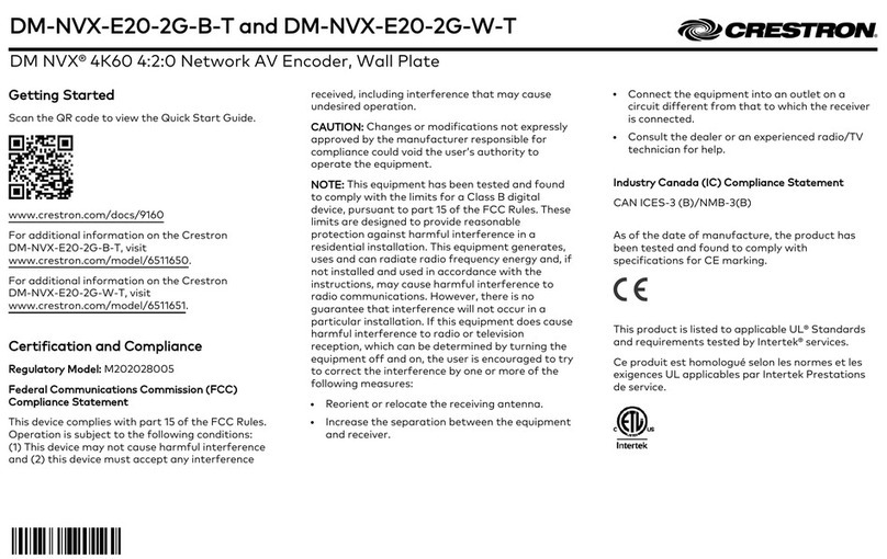 Crestron DM-NVX-E20-2G-B-T User manual