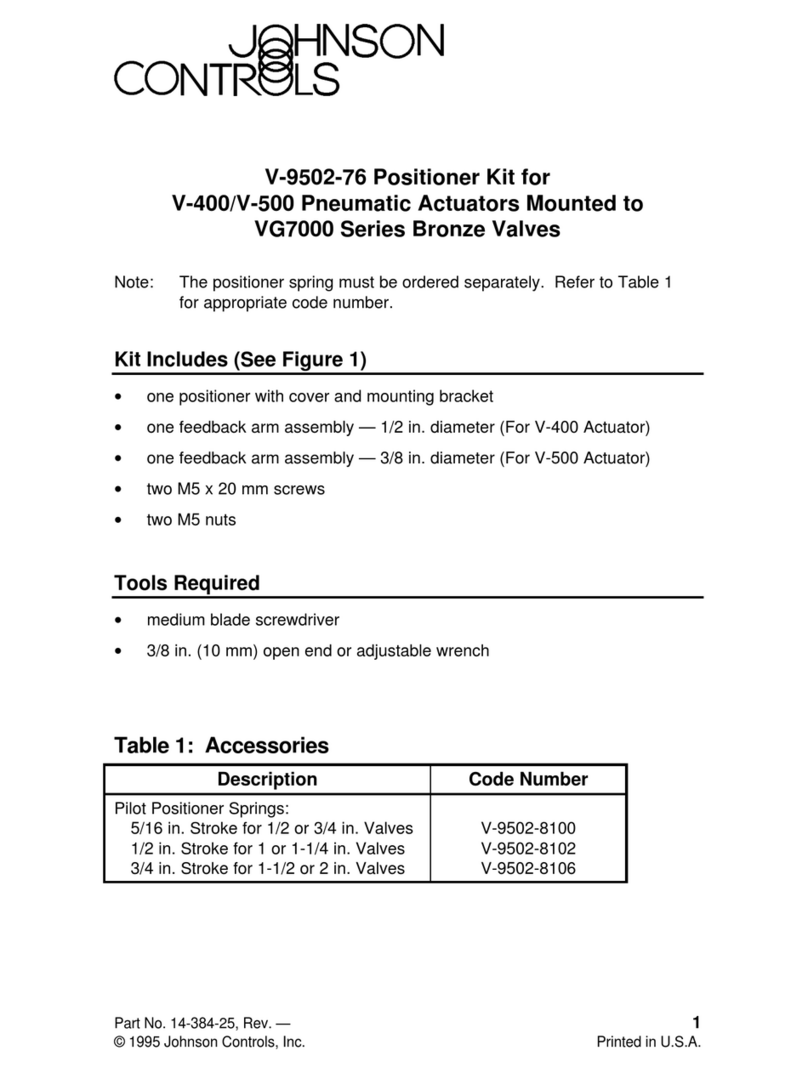 Johnson Controls V-9502-76 quick start guide