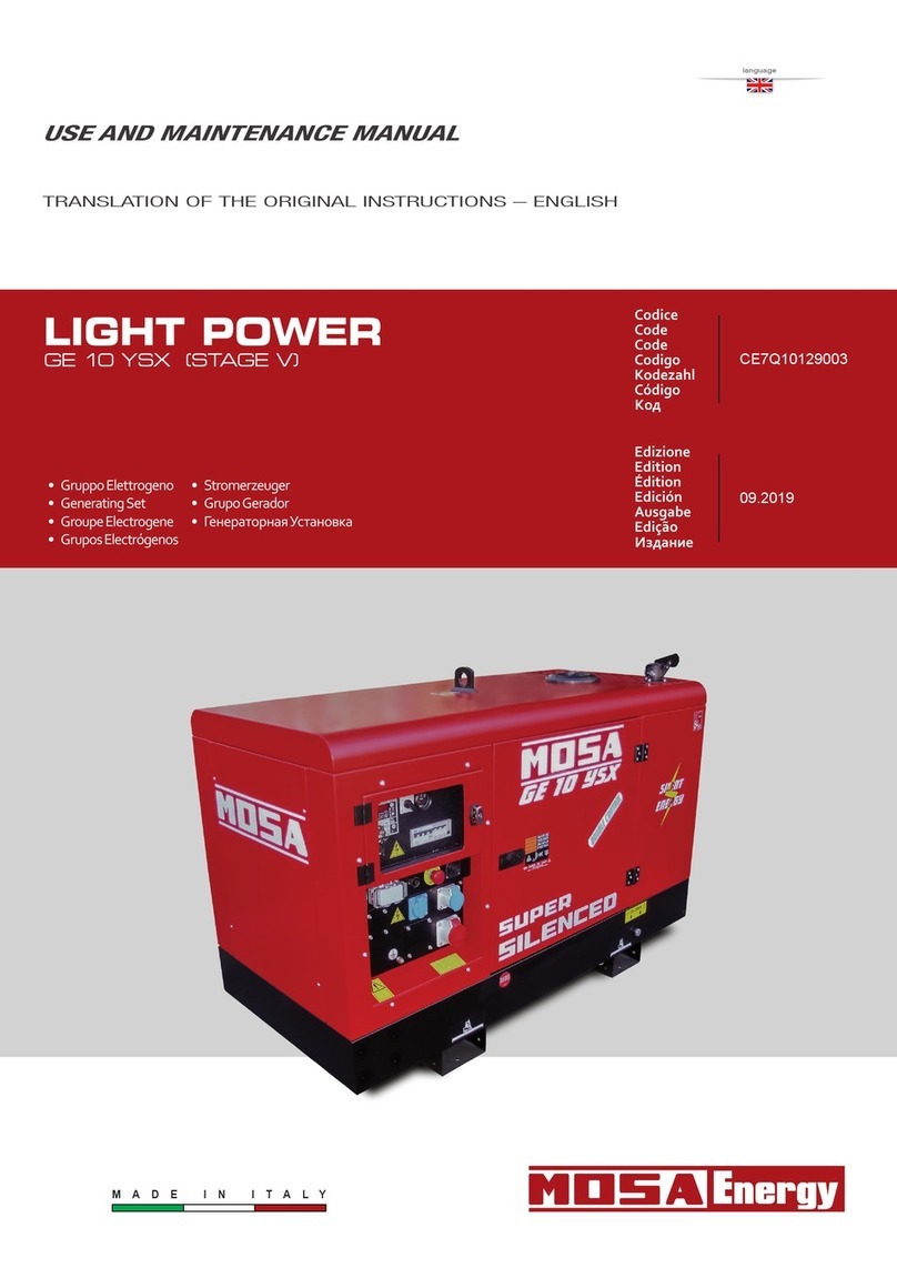 Mosa GE 10 YSX Use and maintenance manual