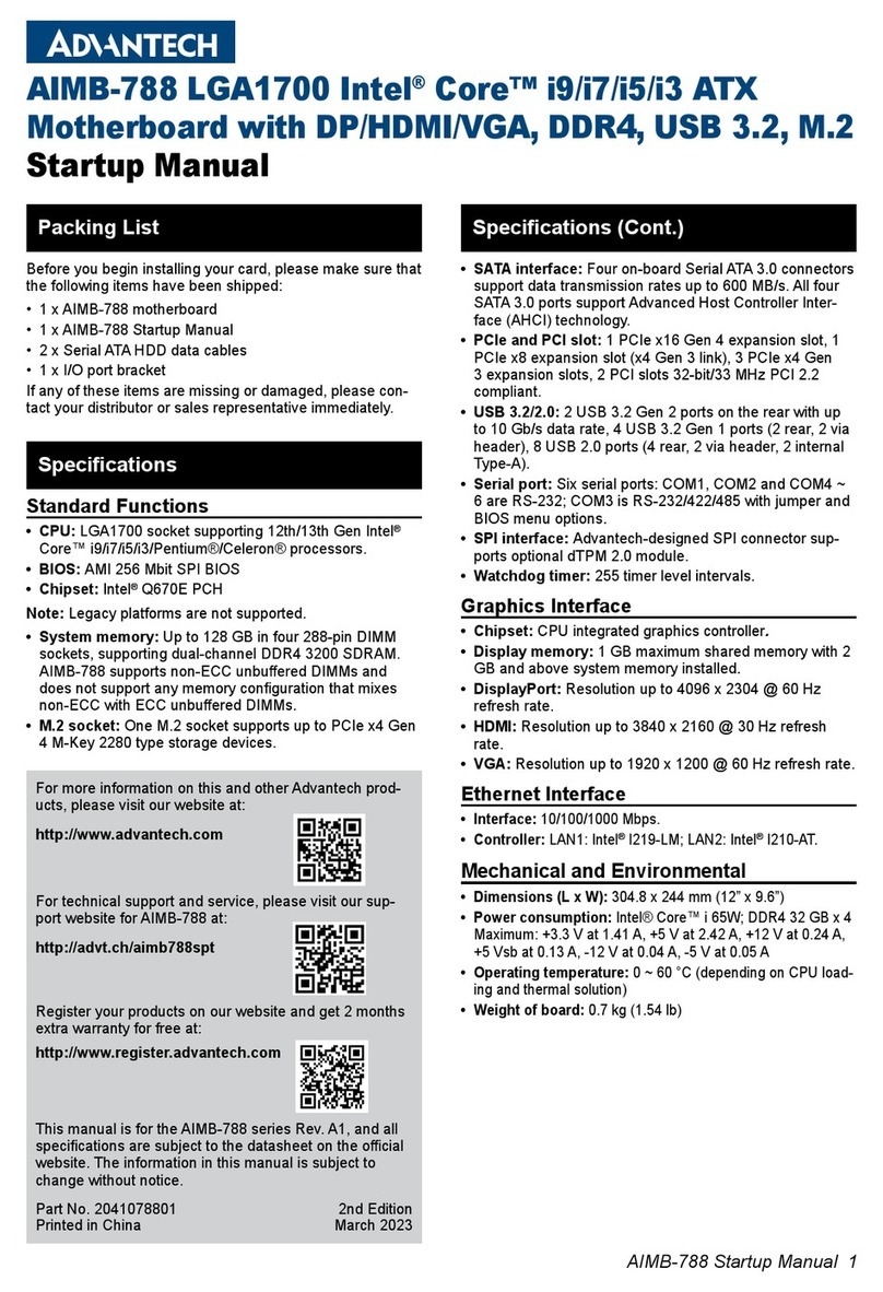 Advantech AIMB-788 Startup manual