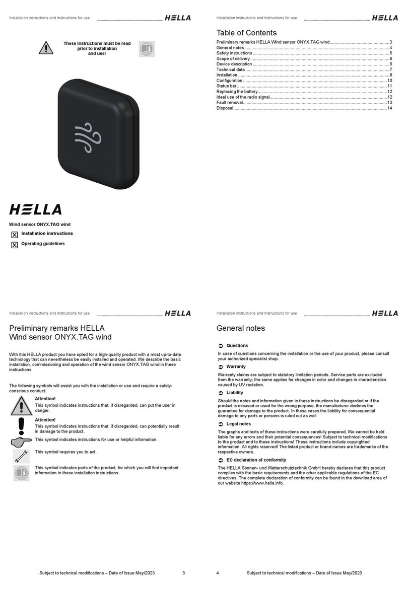 Hella ONYX.TAG wind Installation instructions and instructions for use