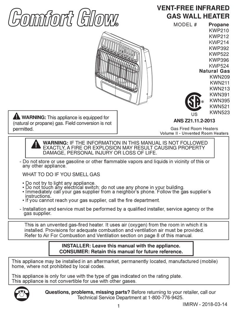 Comfort Glow KWP210 User manual Comfort Glow KWP210 User manual
