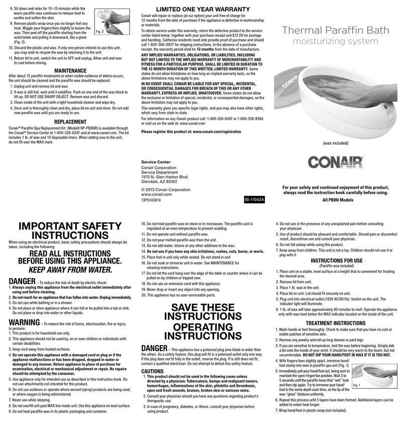 Conair PB8N User manual