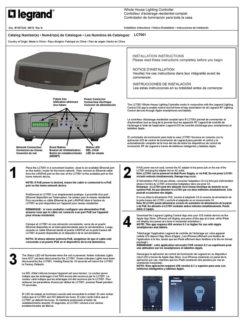 LEGRAND Adorne LC7001 User manual LEGRAND Adorne LC7001 User manual