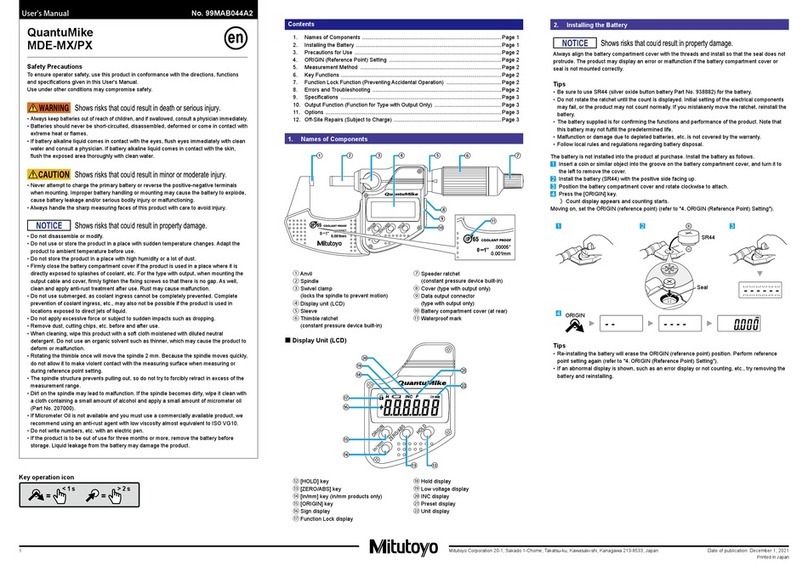 Mitutoyo QuantuMike MDE-MX user manual