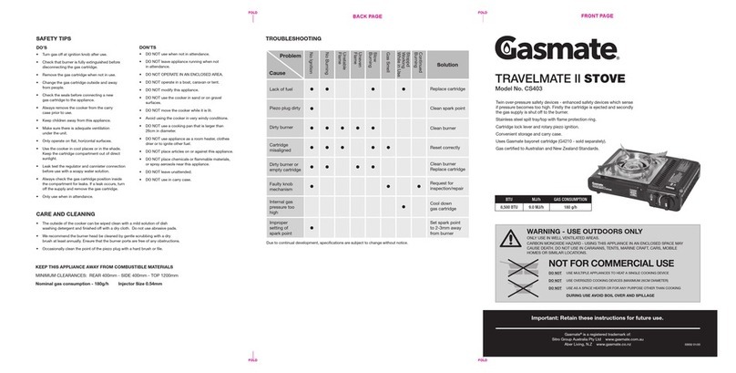 Gasmate TRAVELMATE II CS403 User manual