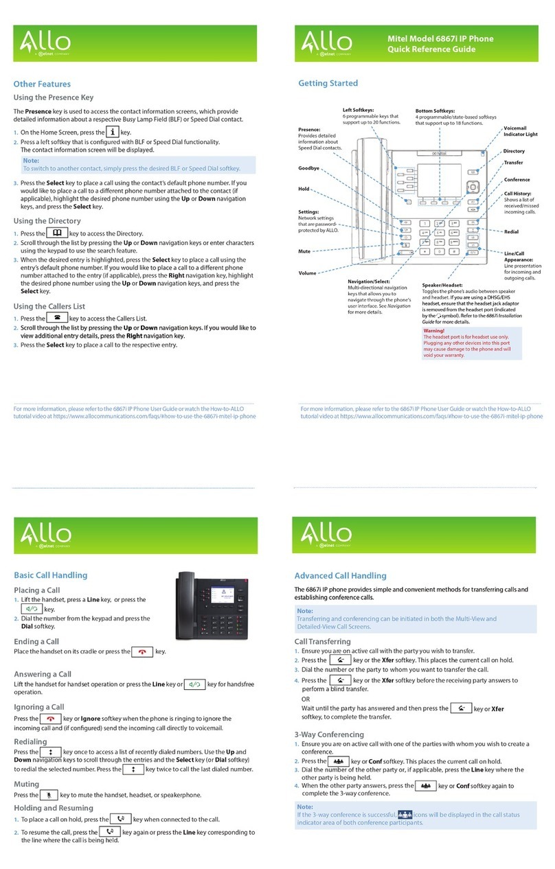 Mitel 6867i Premium User manual Mitel 6867i Premium User manual